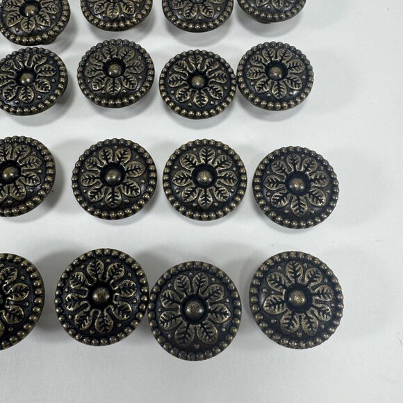 Lot 41 Antique Bronze Cabinet Knobs Flower Handle Dresser Farmhouse Countrycore - Picture 3 of 7